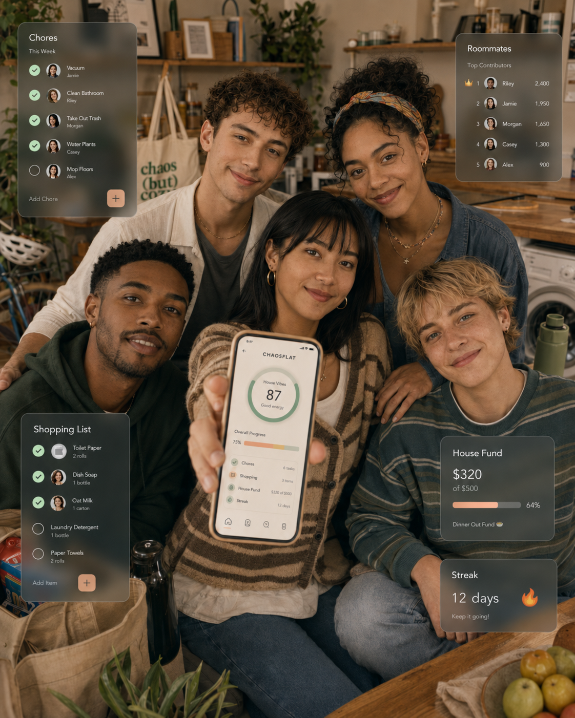Digital roommate chore schedule in the Chaosflat app