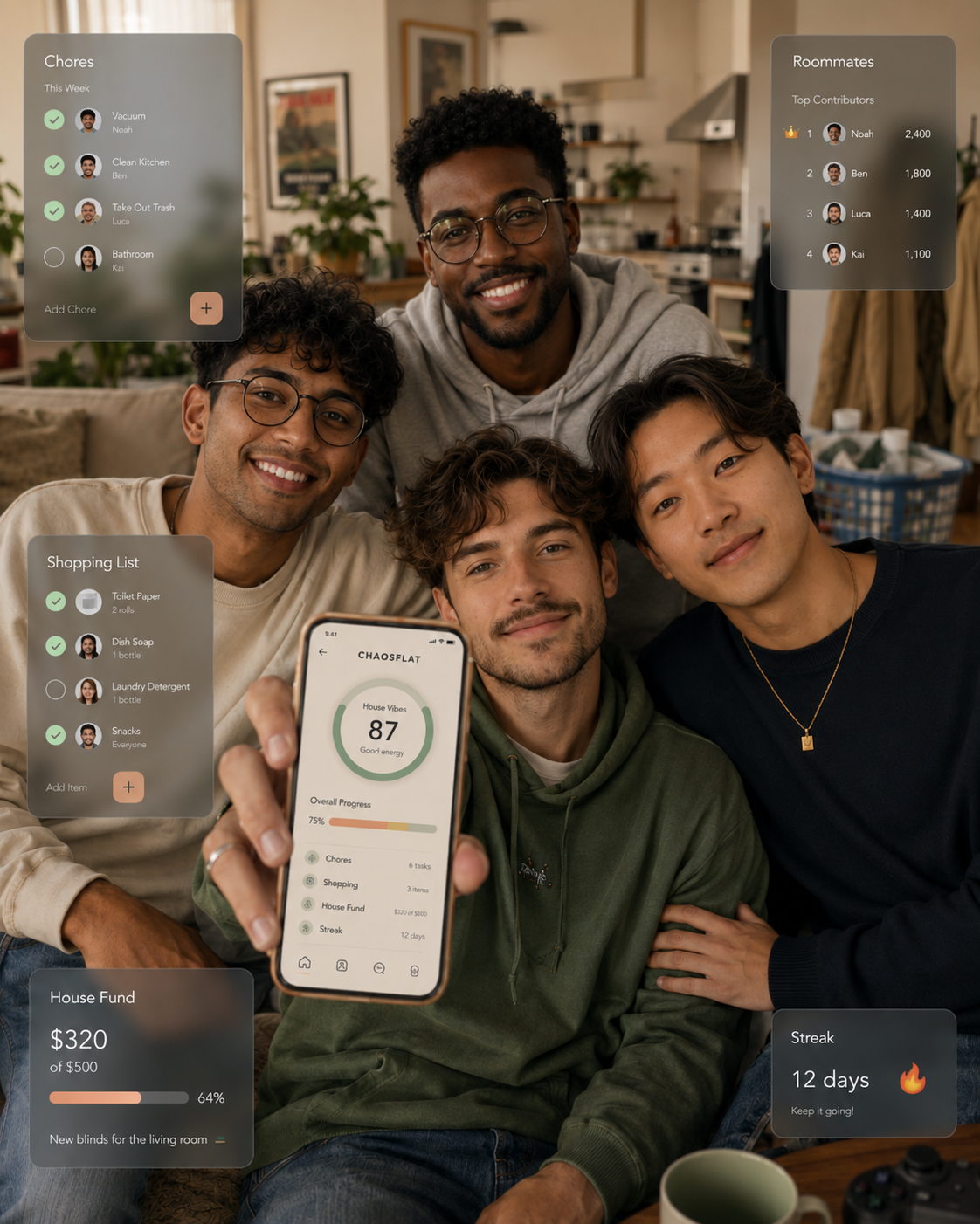 Splitting shared household expenses in the Chaosflat app